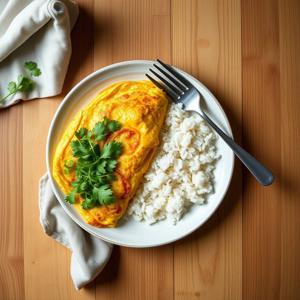 Omelette thaïe et riz
