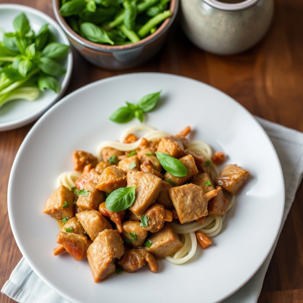 Pad kra pao au porc