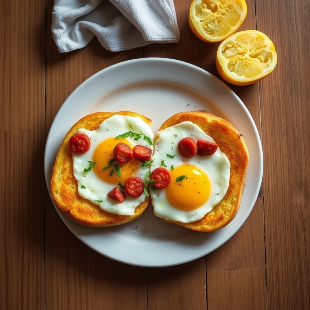 Pain doré aux œufs et chorizo