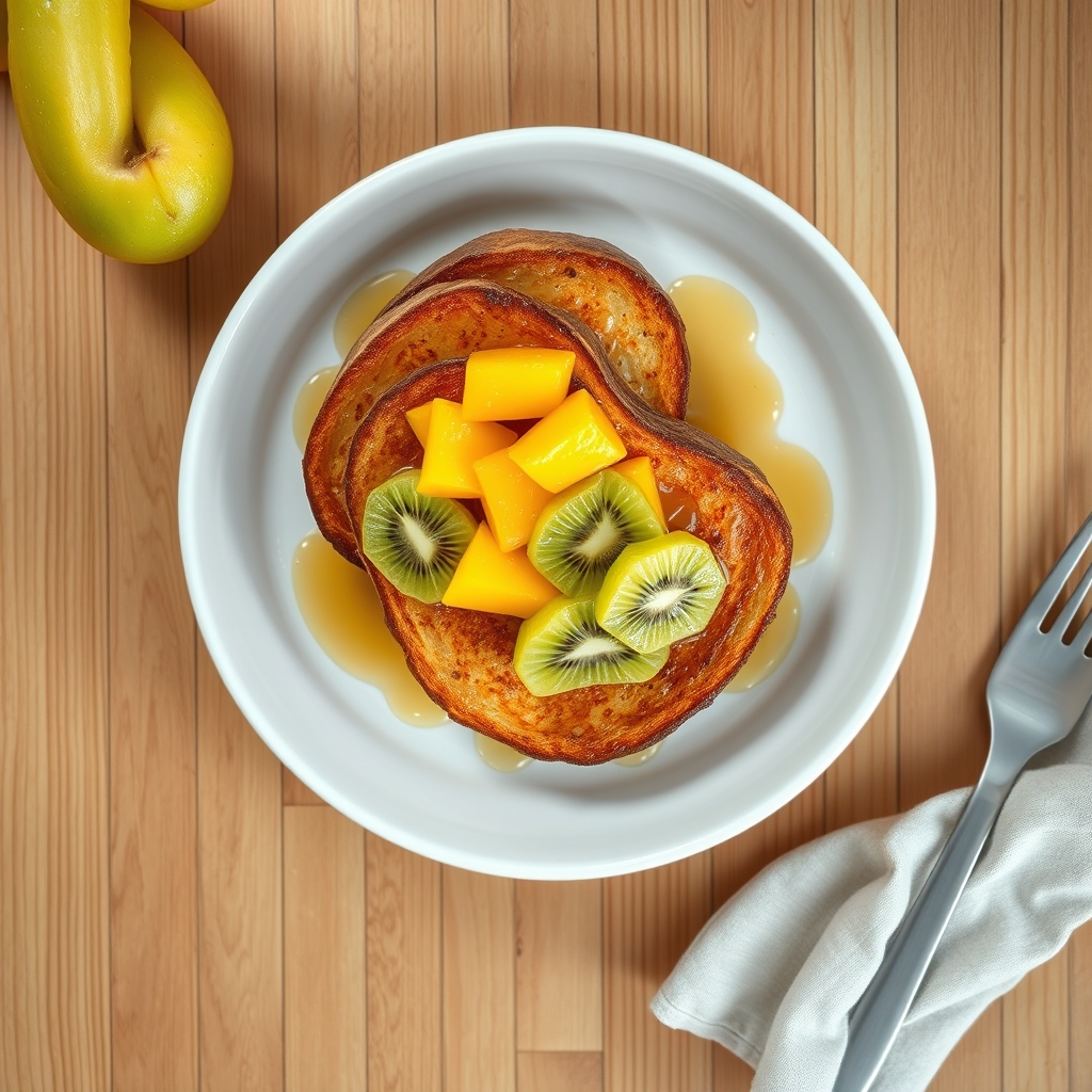Pain doré péruvien à la mangue et kiwi