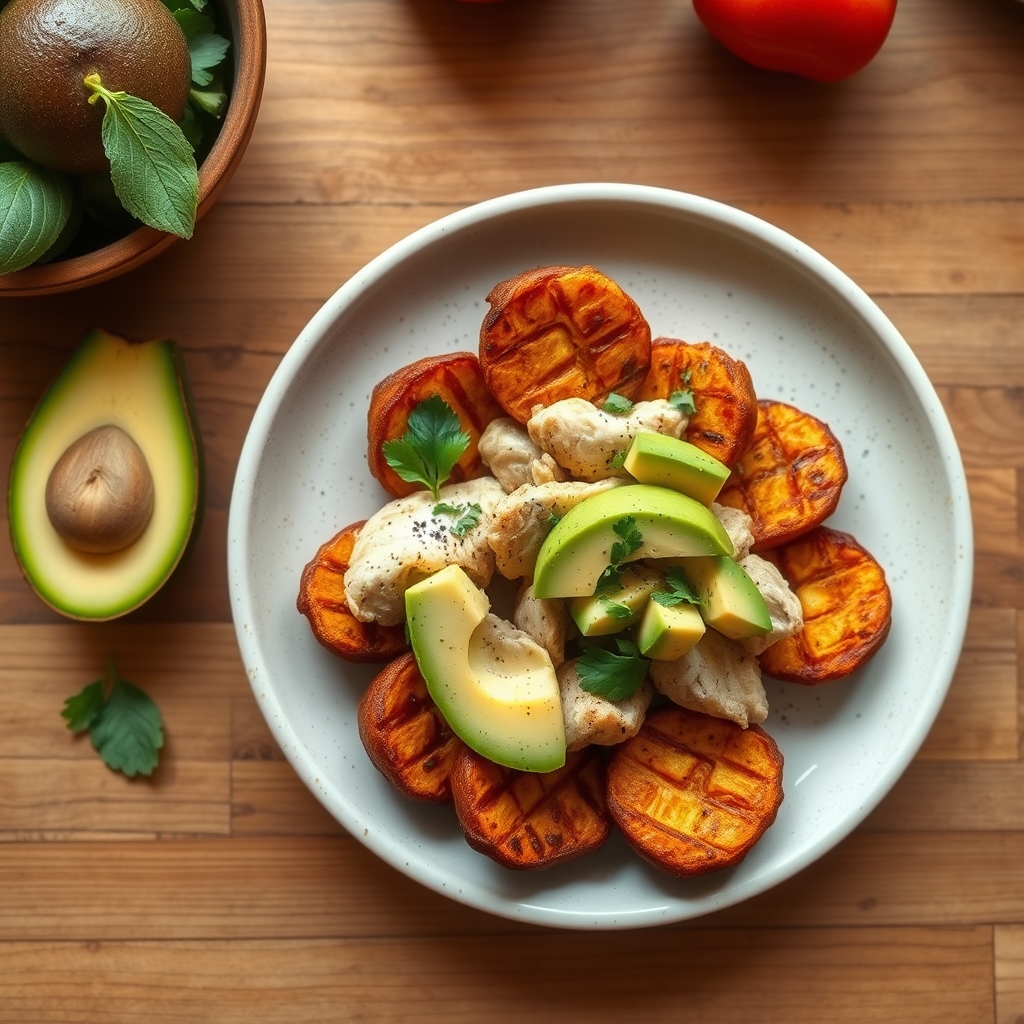 Patacones au poulet et avocat