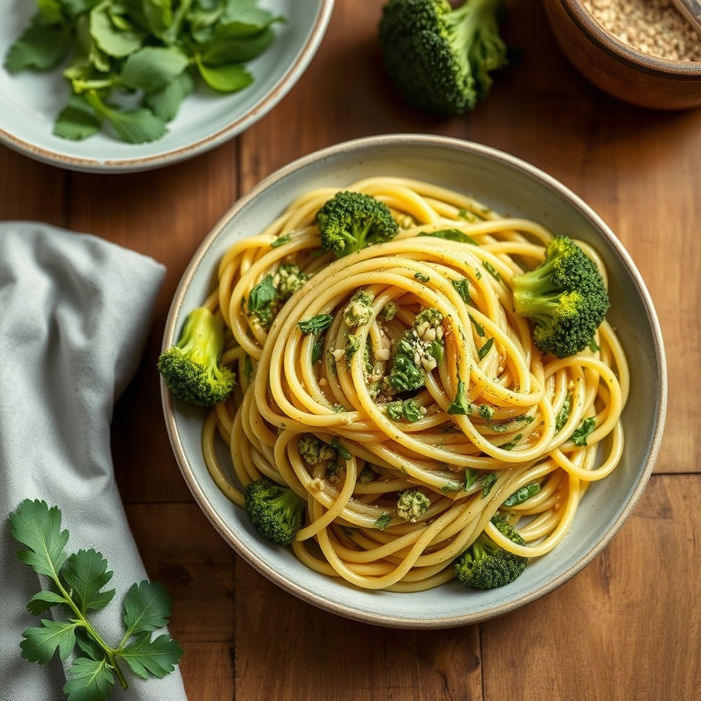Pâtes au pesto de roquette et noix