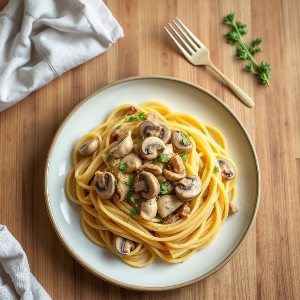 Pâtes au poulet et aux champignons
