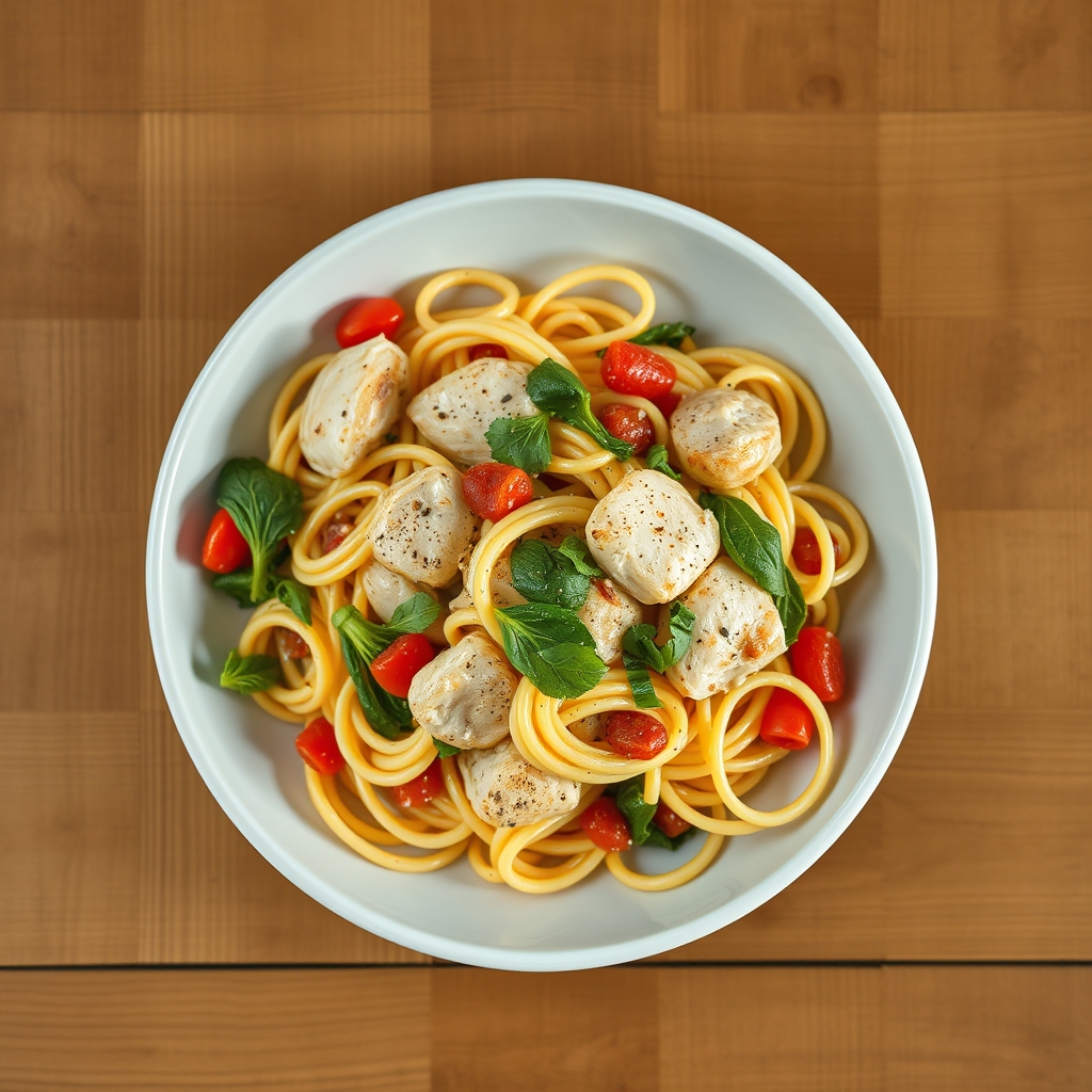 Pâtes au poulet et aux légumes
