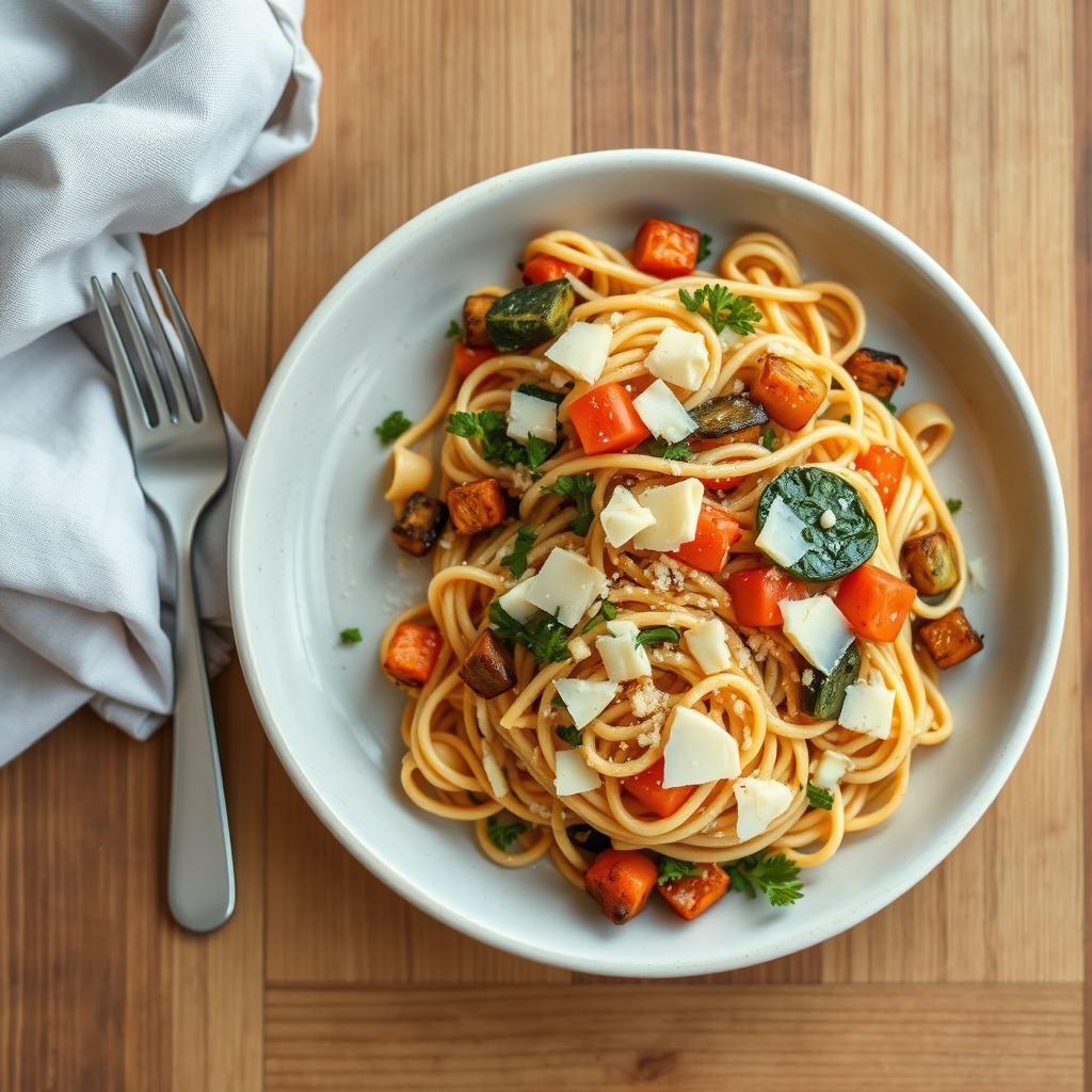 Pâtes aux légumes et au fromage