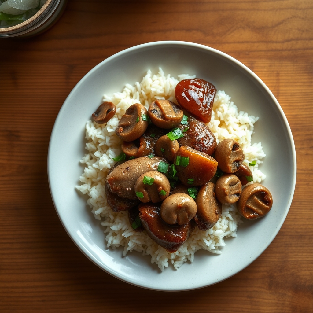 Porc aux champignons et riz