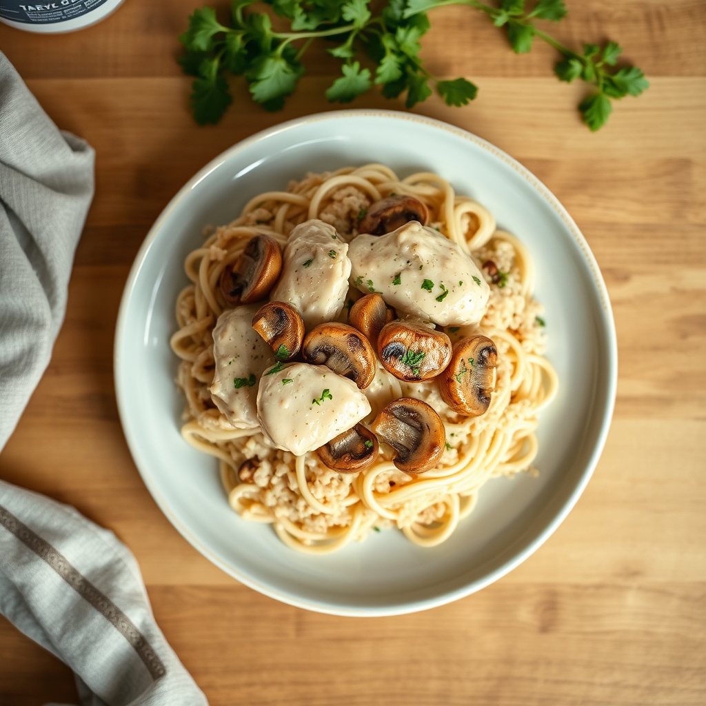 Poulet à la crème et aux champignons