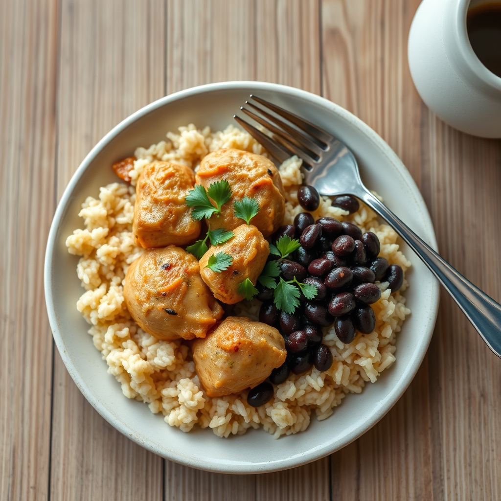 Poulet au riz et aux haricots