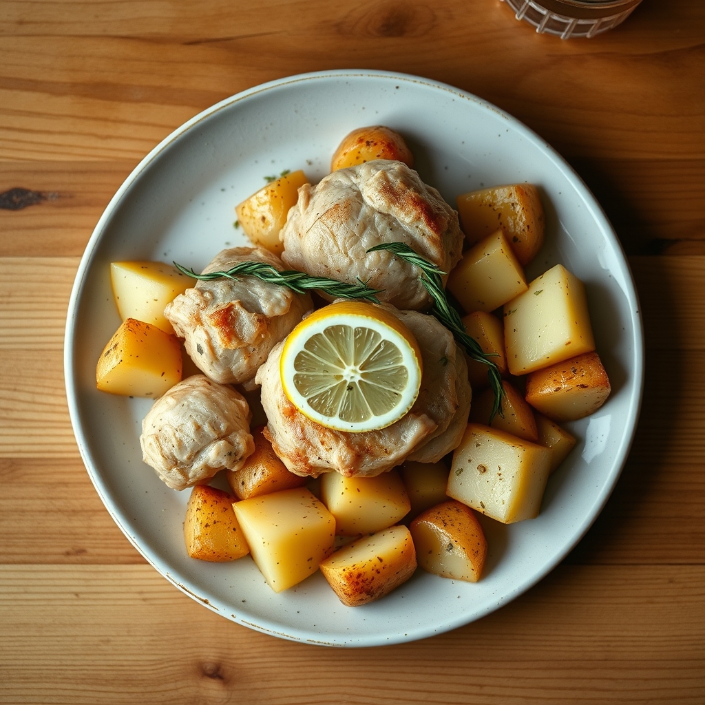 Poulet citron et pommes de terre