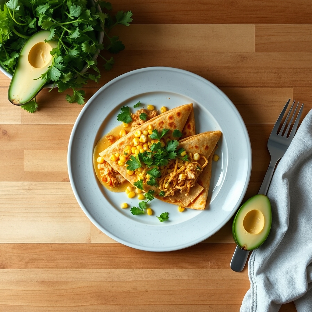 Quesadillas au poulet et maïs