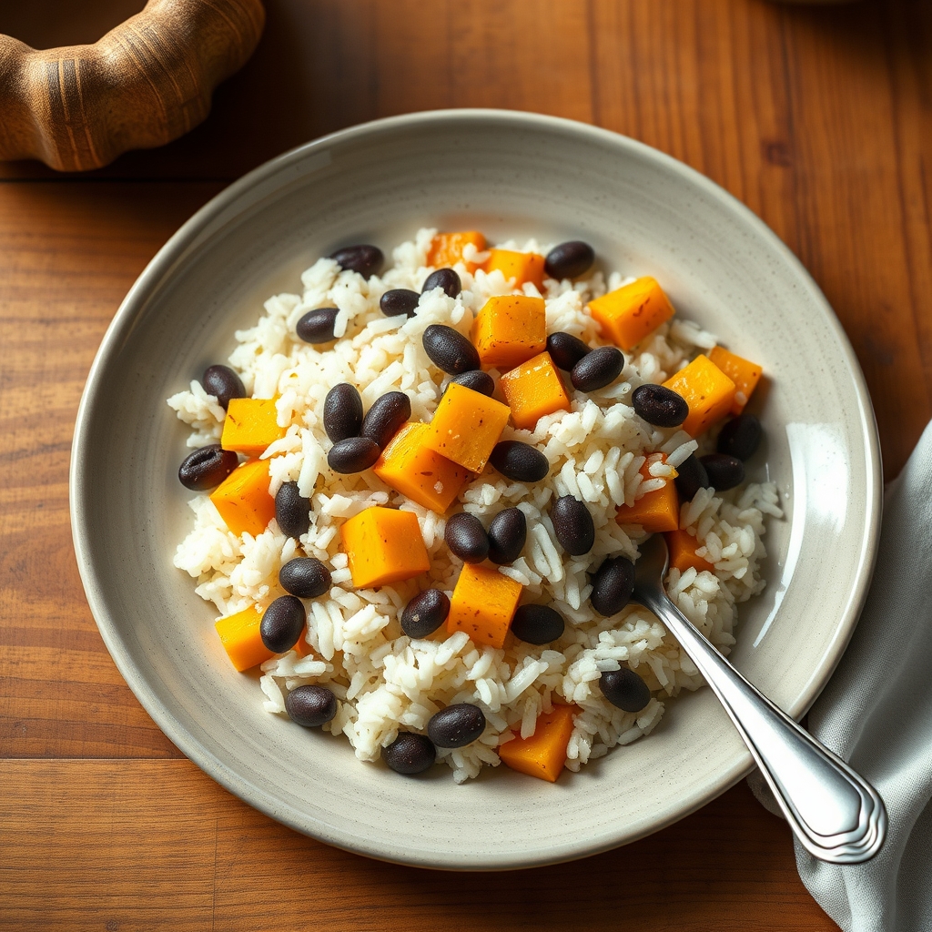 Riz coco aux haricots noirs et courge