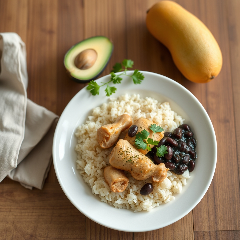Riz et haricots noirs au poulet