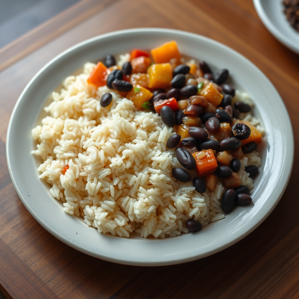 Riz et haricots noirs aux légumes