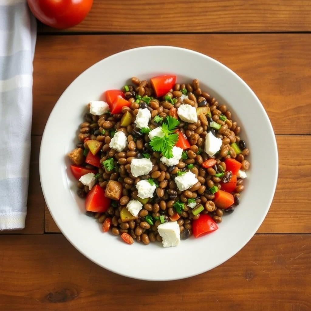 Salade grecque de lentilles