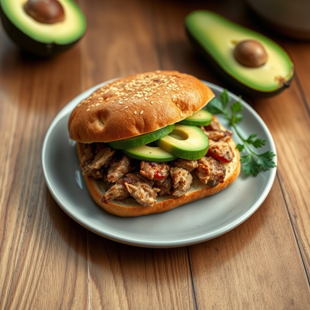 Sandwich de porc et d'avocat