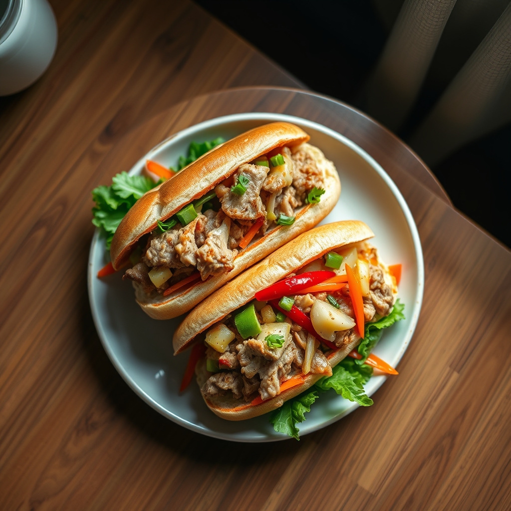 Sandwichs-déjeuner au porc et aux légumes
