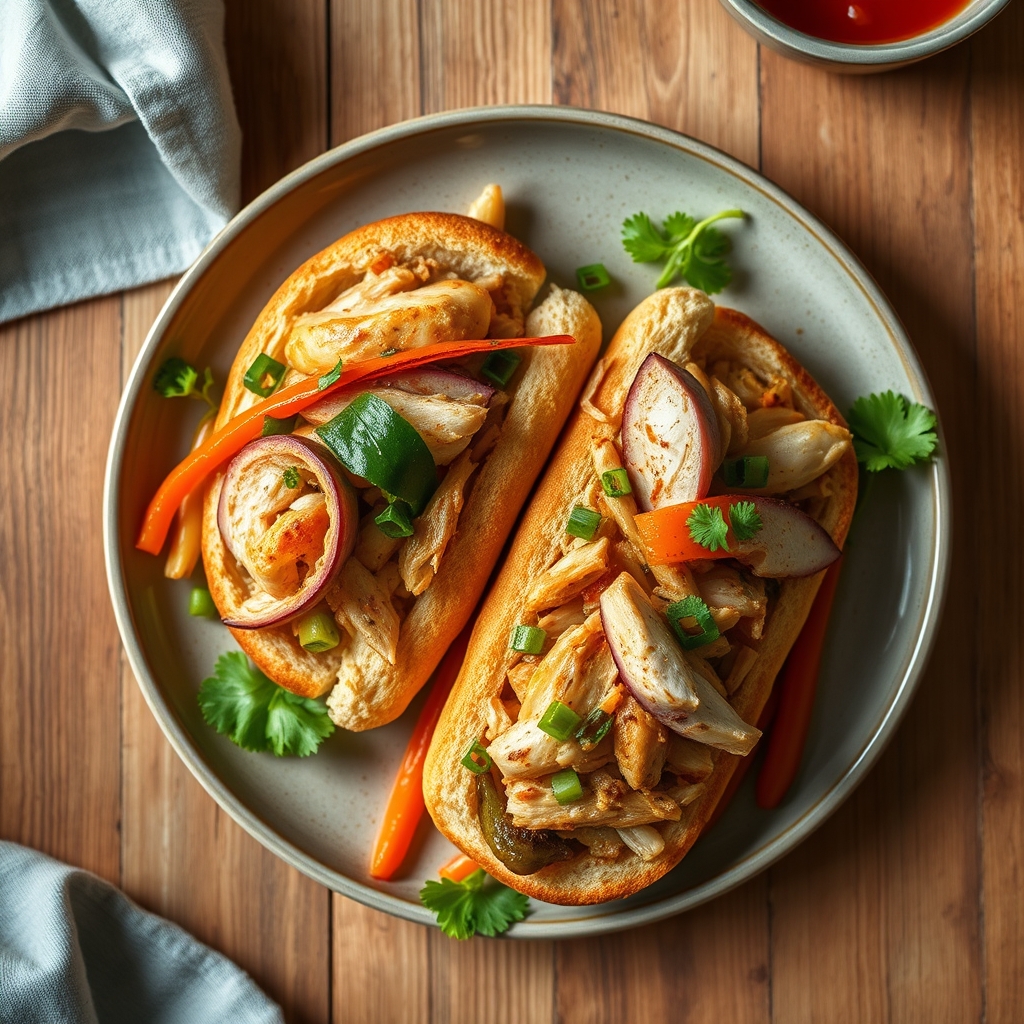 Sandwichs-déjeuner au poulet et aux légumes