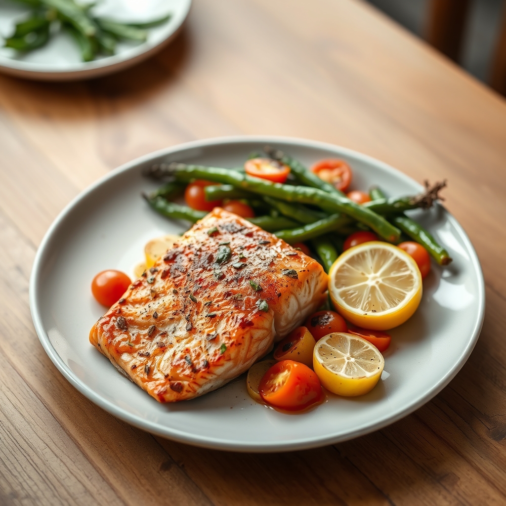 Saumon grillé aux légumes