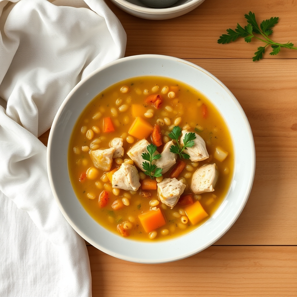 Soupe à l'orge et au poulet