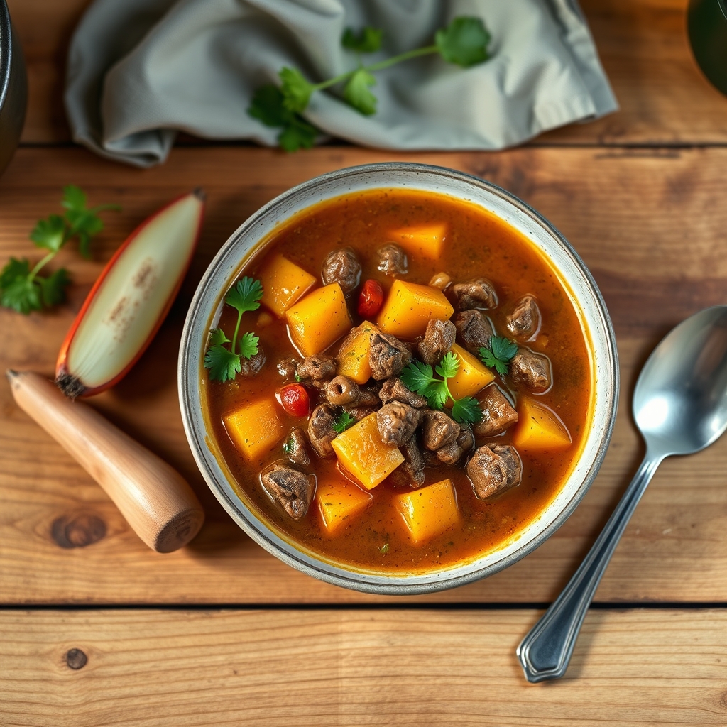 Soupe à la courge et à la viande de bœuf, à la vénézuélienne