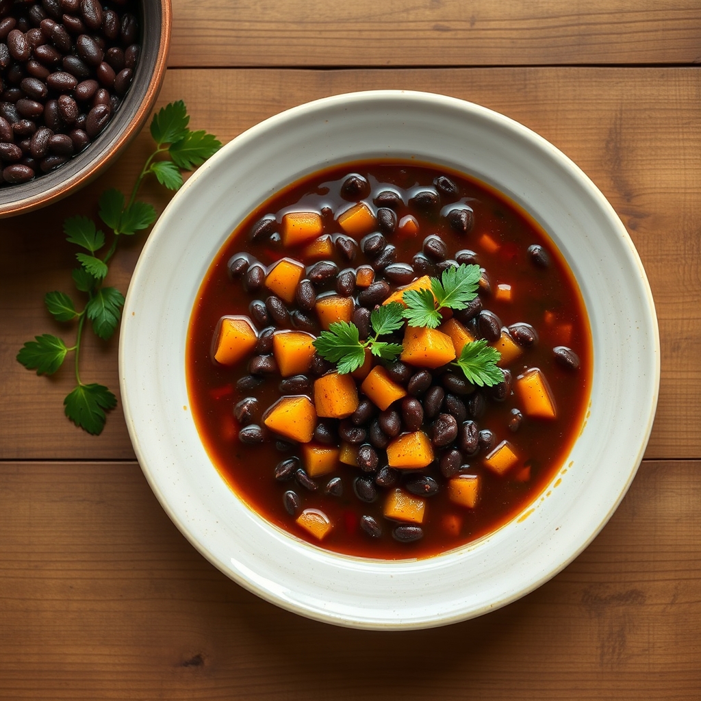 Soupe aux haricots noirs et courge