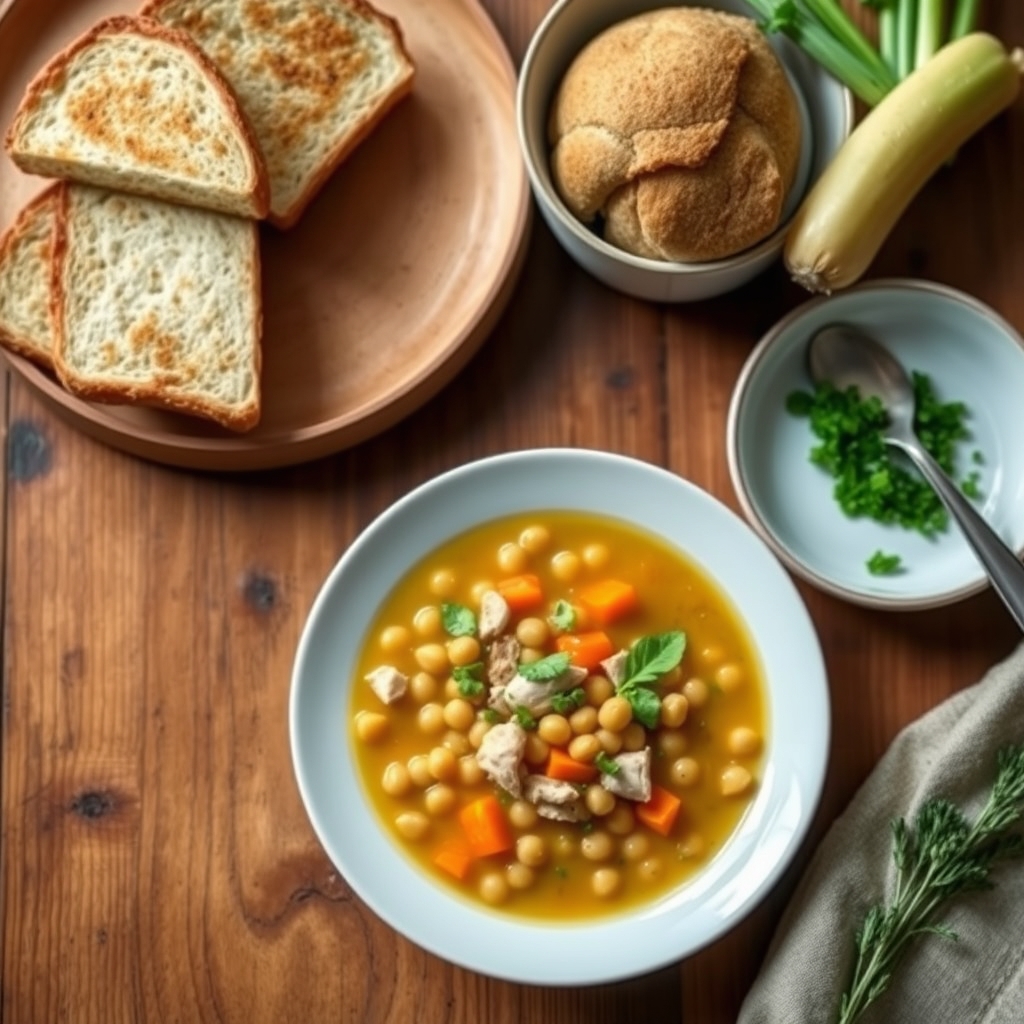 Soupe aux pois et dinde fumée