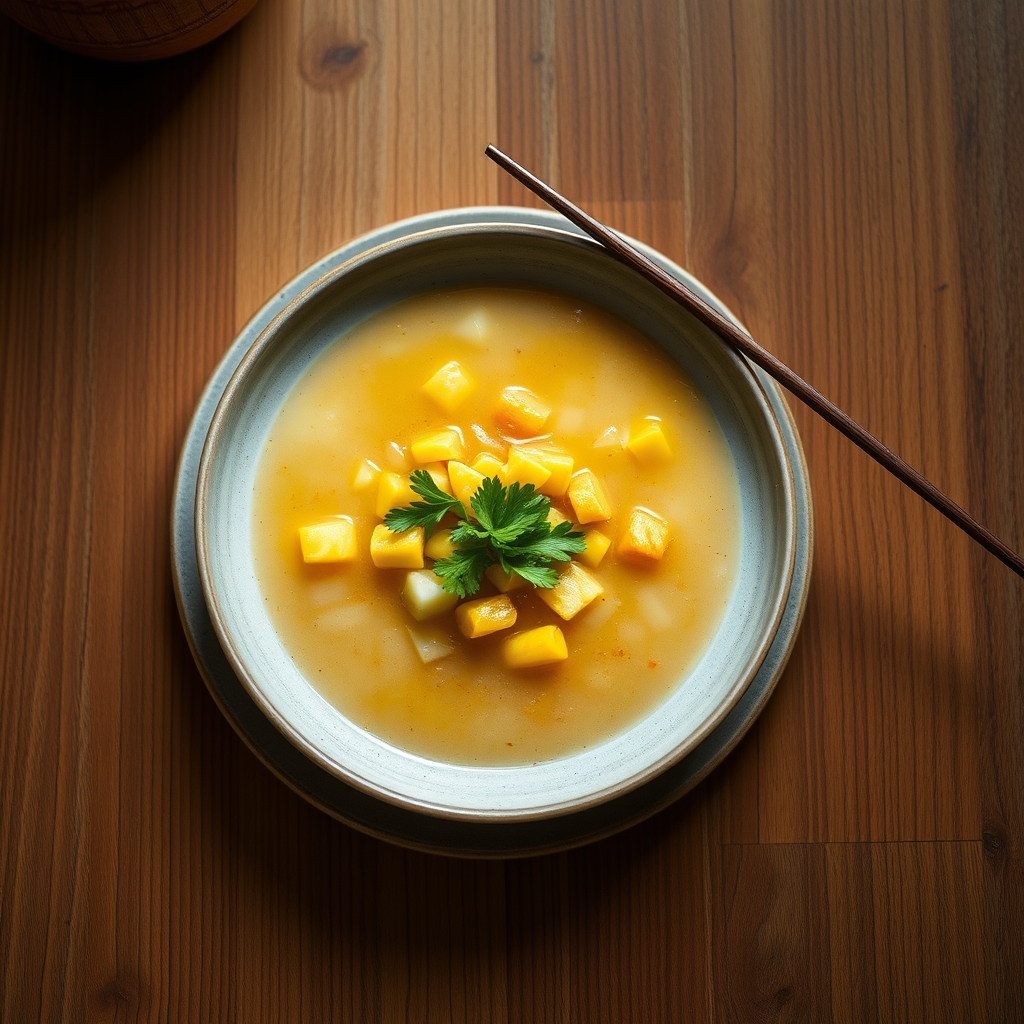 Soupe aux œufs et maïs