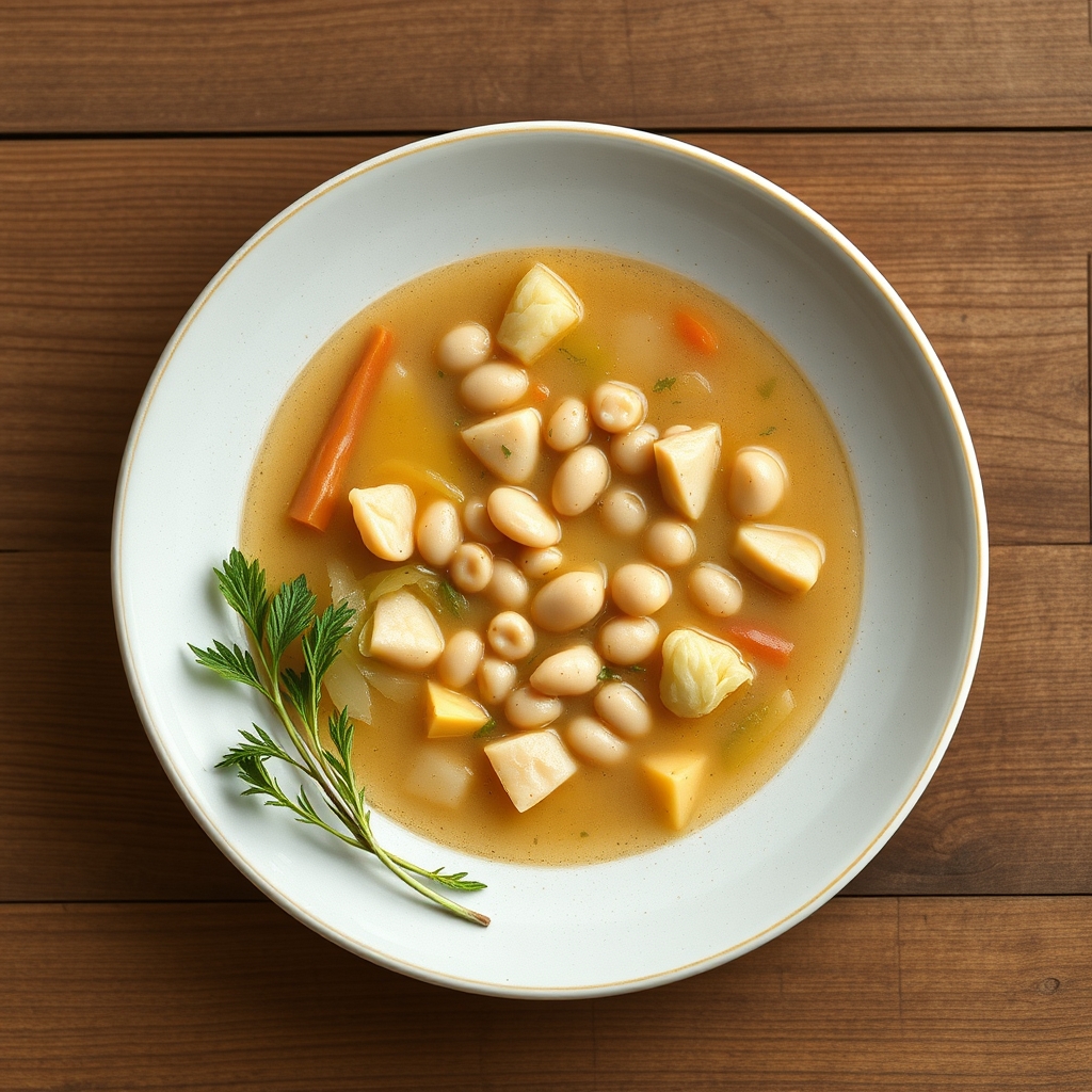 Soupe de haricots au chou