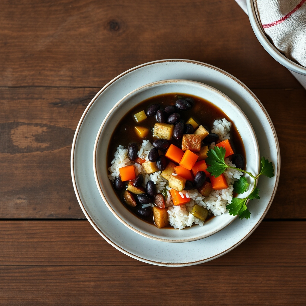 Soupe de haricots noirs et de riz