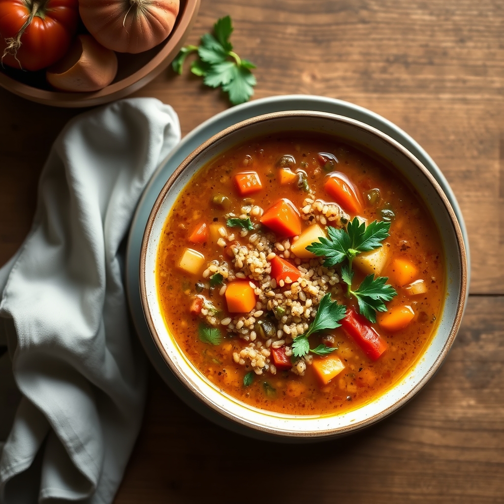Soupe de quinoa aux légumes andinos