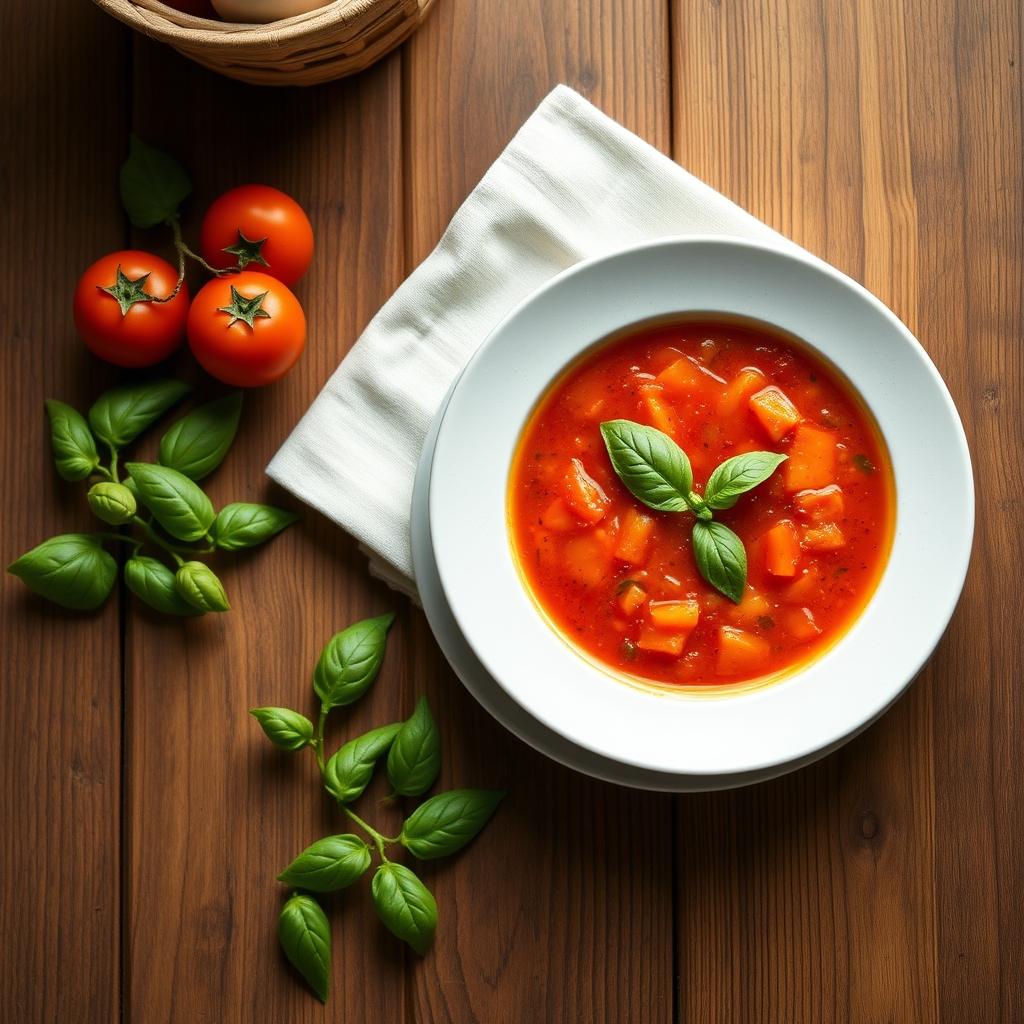 Soupe de tomates et de basilic
