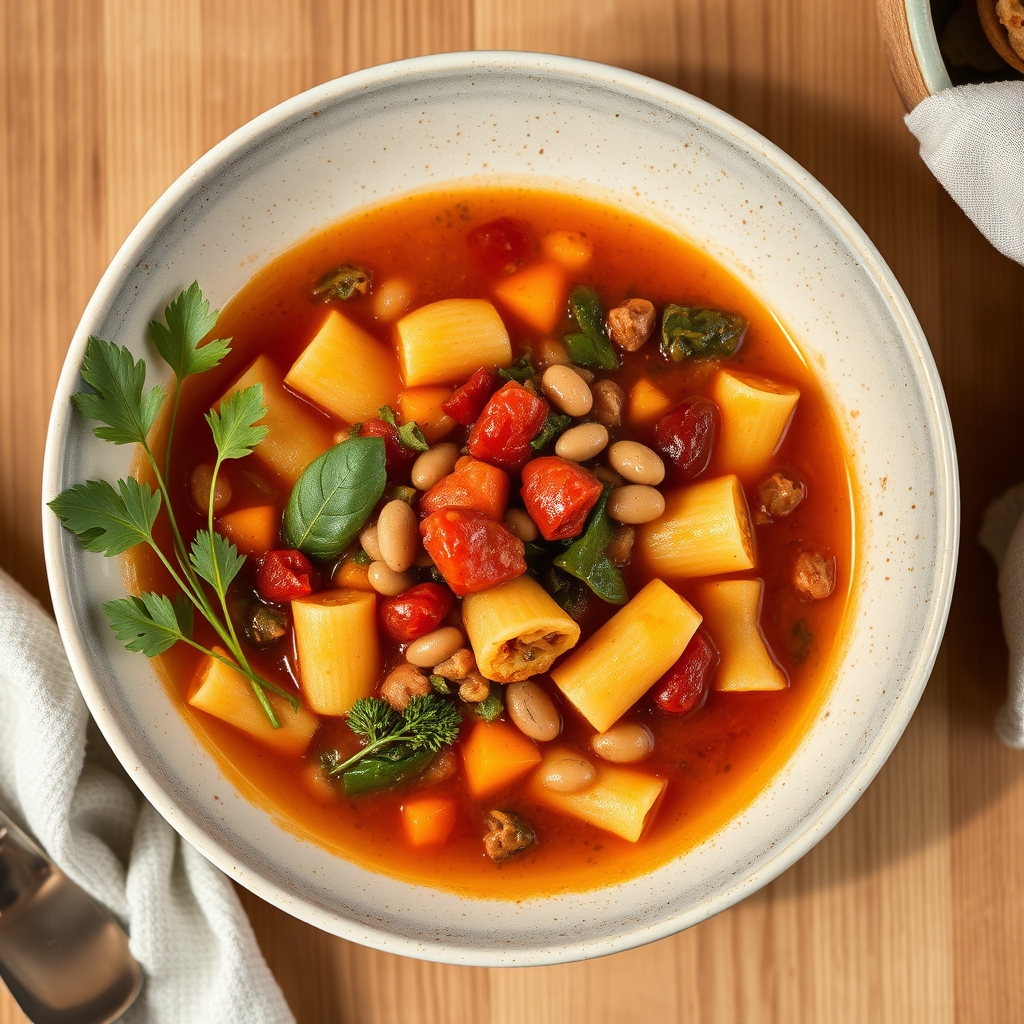 Soupe minestrone aux légumes et haricots