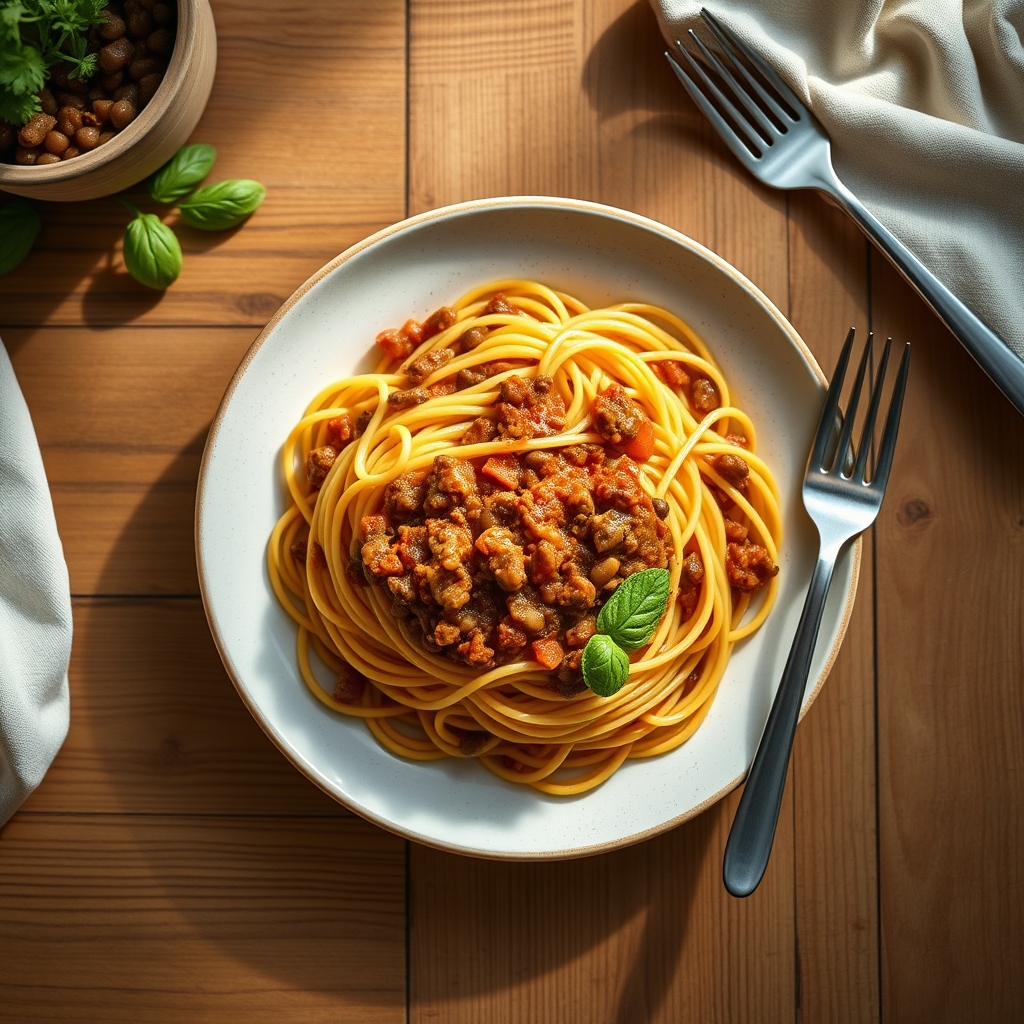 Spaghetti à la bolognaise de lentilles