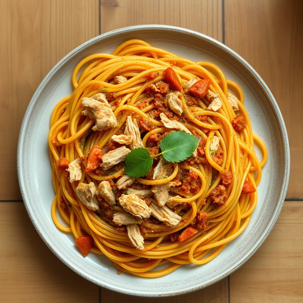 Spaghetti haïtiens au poulet