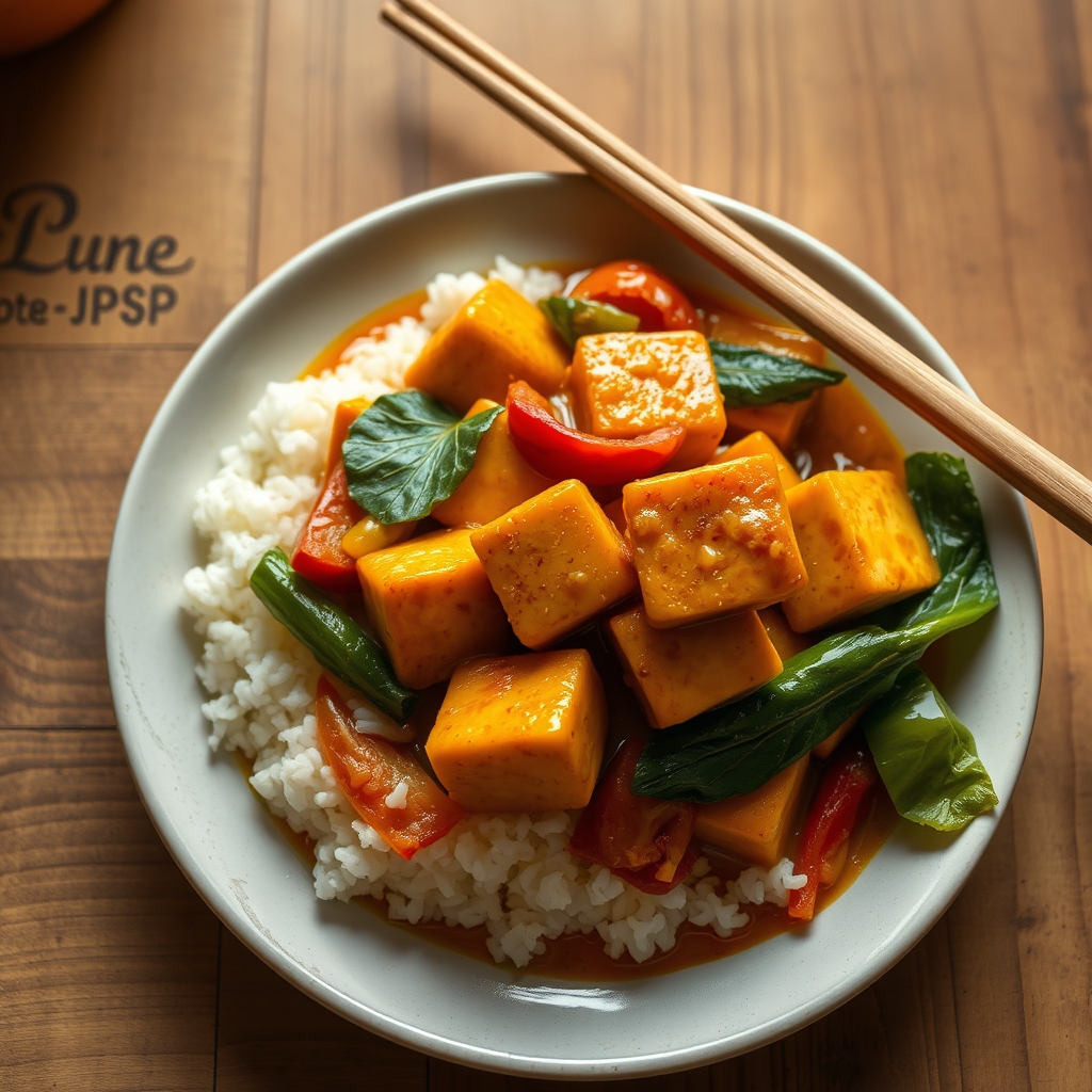 Tofu au curry et légumes