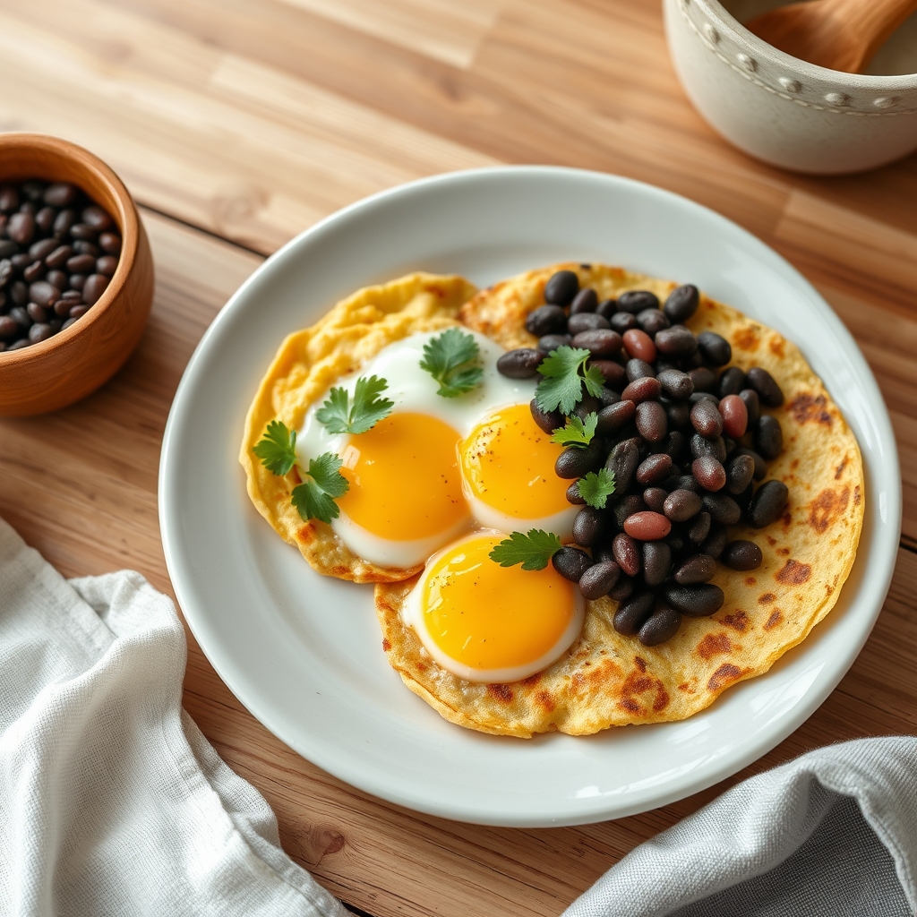 Tortillas aux œufs et haricots noirs